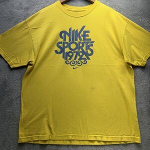 Nike Sports 1972 Shirt Mens XL Yellow Graphic Tee Tagless Cotton Crew Neck